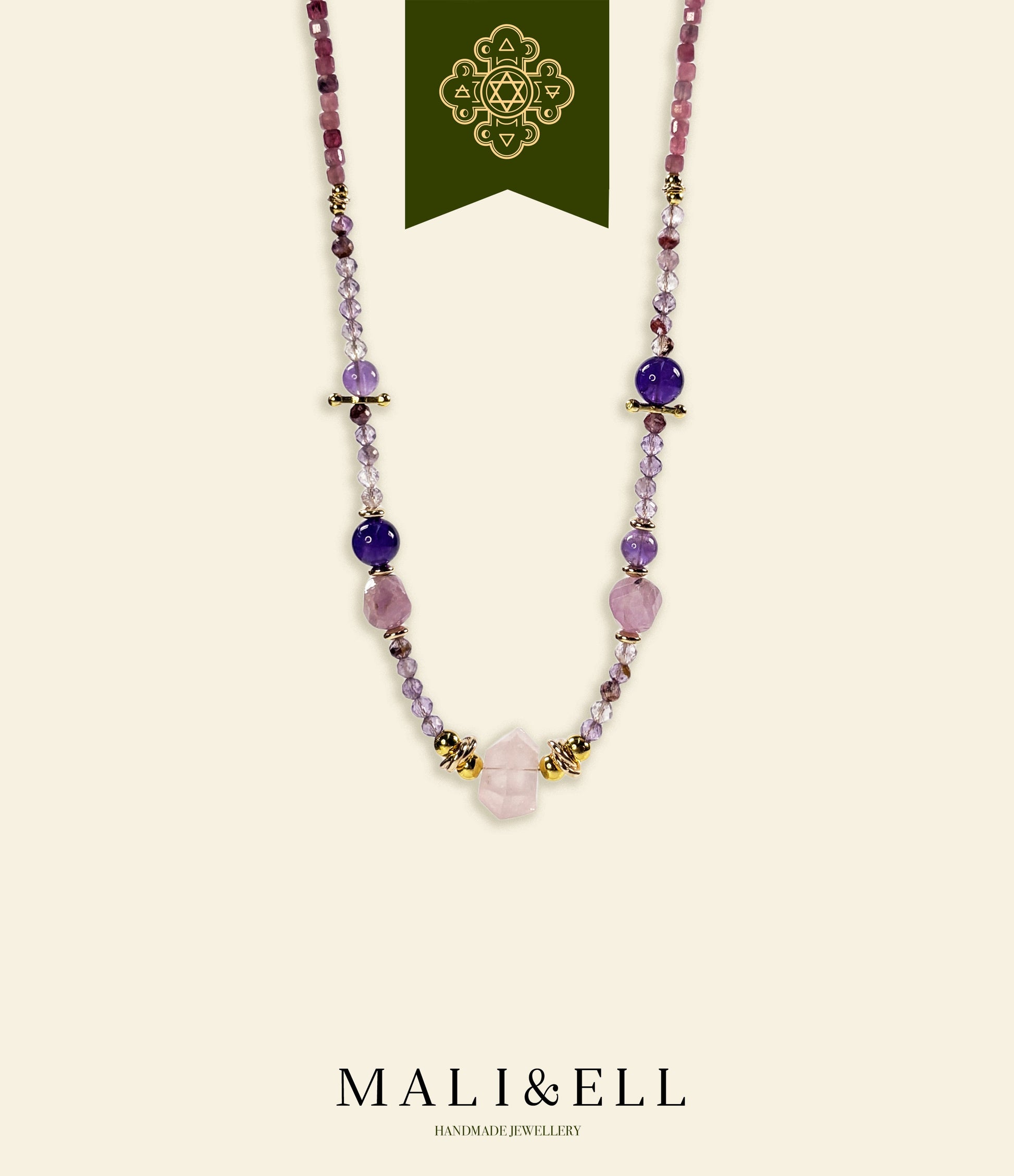 Heart Healing Necklace – Kunzite & Rose Quartz Mali & Ell