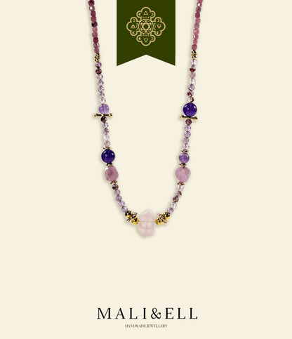 Heart Healing Necklace – Kunzite & Rose Quartz Mali & Ell