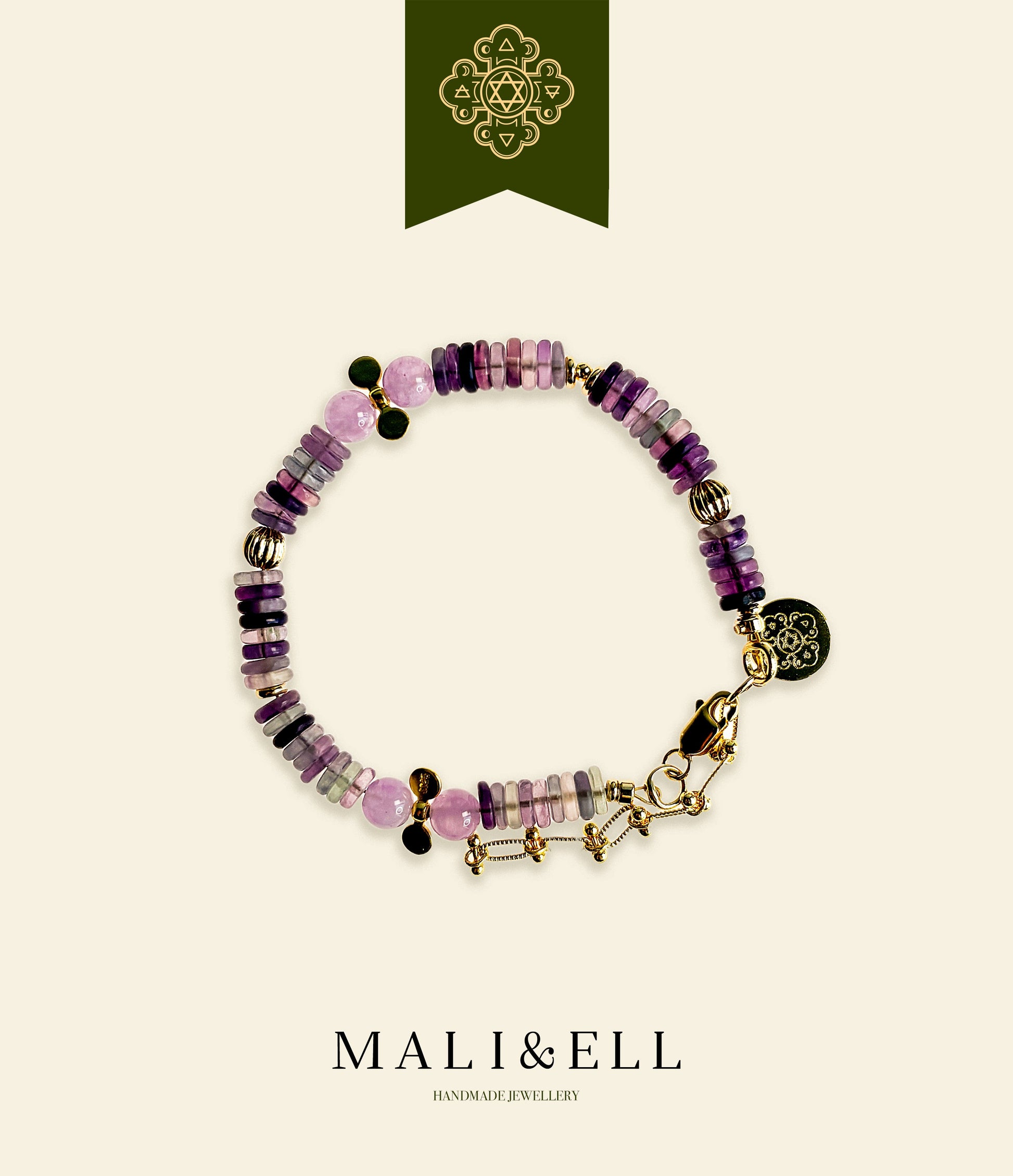 Shimmering Bohemia - Amethyst, Fluorite Boho Bracelet Mali & Ell