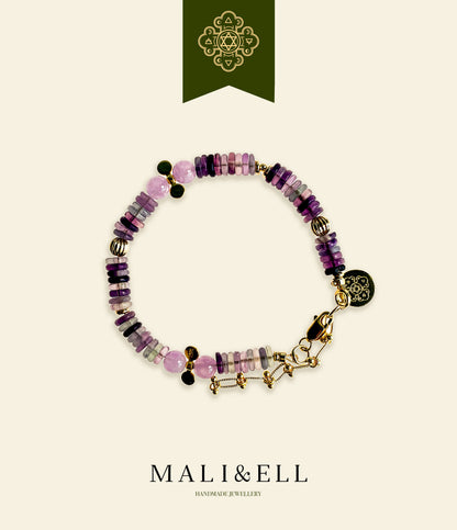 Shimmering Bohemia - Amethyst, Fluorite Boho Bracelet Mali & Ell