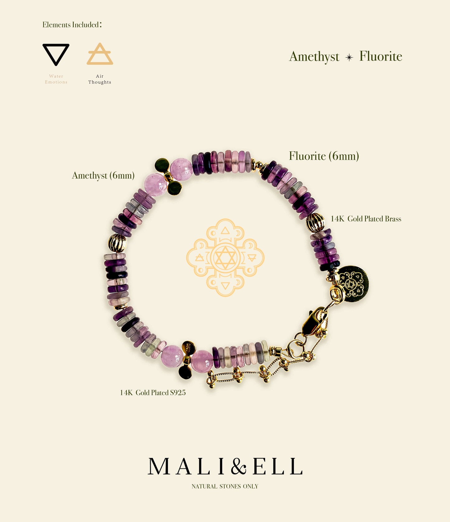 Shimmering Bohemia - Amethyst, Fluorite Boho Bracelet Mali & Ell