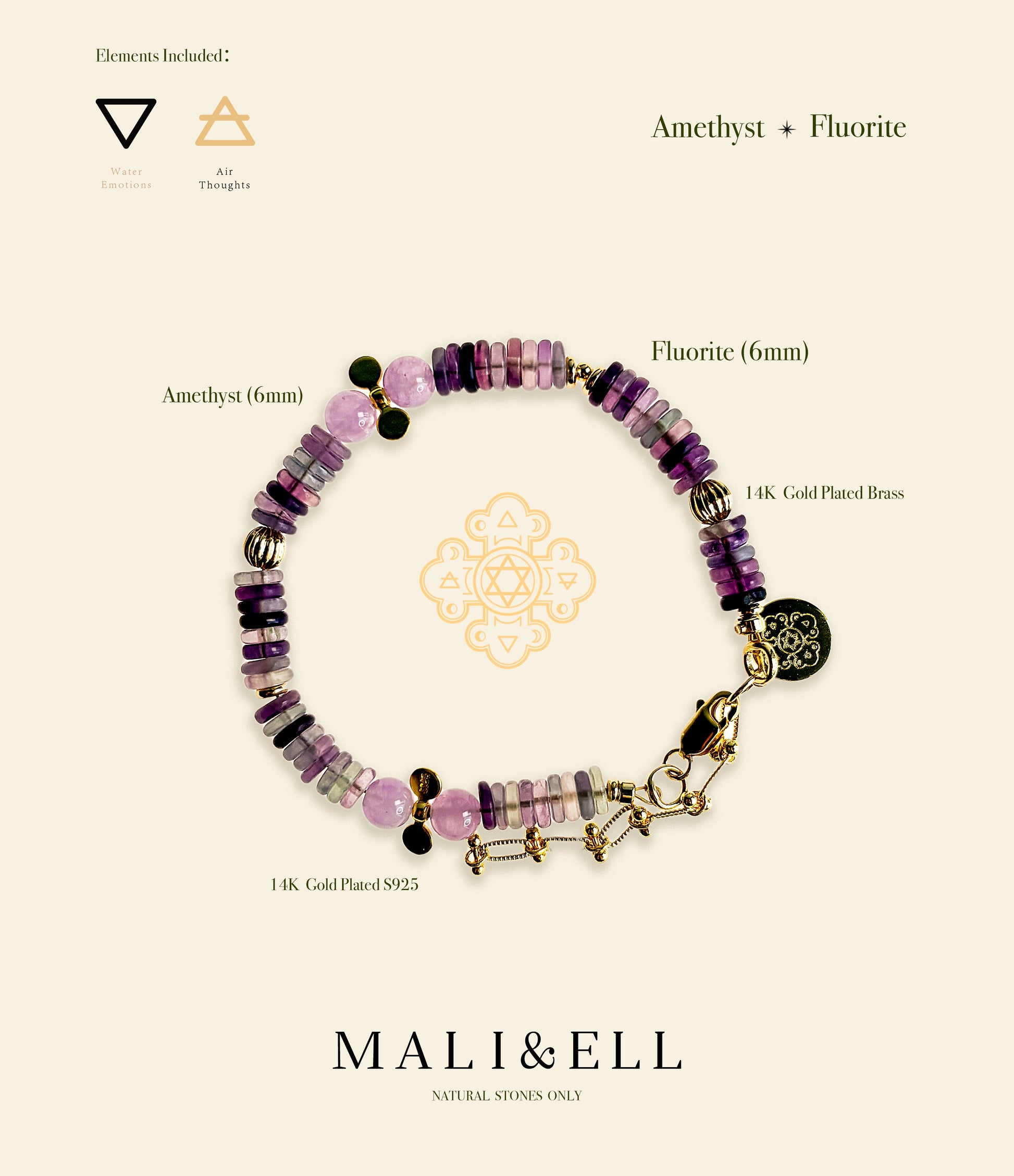 Shimmering Bohemia - Amethyst, Fluorite Boho Bracelet Mali & Ell
