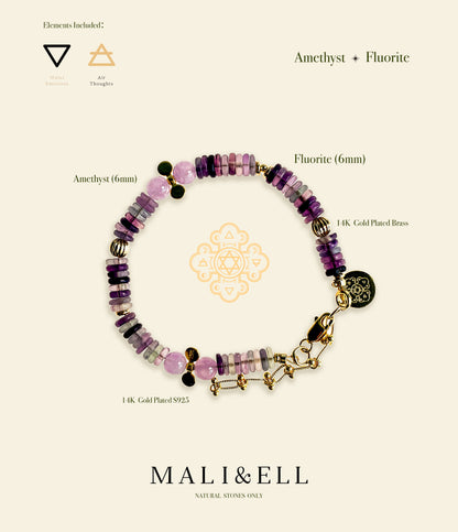 Shimmering Bohemia - Amethyst, Fluorite Boho Bracelet Mali & Ell