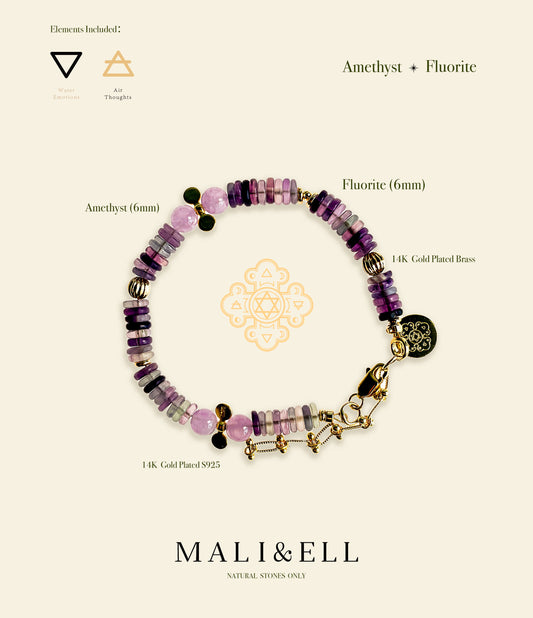 Shimmering Bohemia - Amethyst, Fluorite Boho Bracelet Mali & Ell