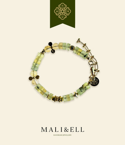 Shimmering Bohemia - Citrine, Prehnite Boho Bracelet Mali & Ell
