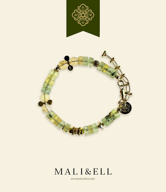 Shimmering Bohemia - Citrine, Prehnite Boho Bracelet Mali & Ell