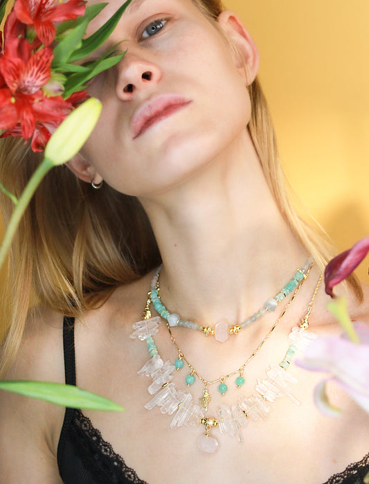 Hope Series - Soul Bridge - Rose Quartz Featured Necklace Mali & Ell