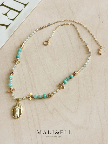 Verdant Tide Gemstone Layering Necklace Set Mali & Ell
