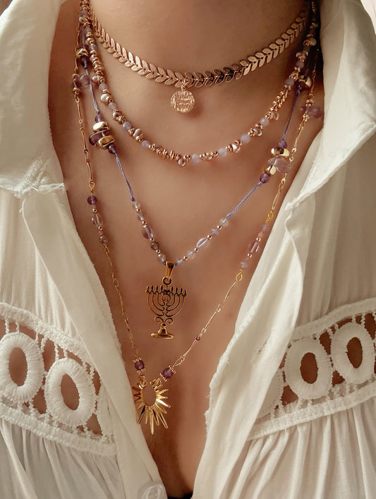 Lightkeeper Talisman – Amethyst Crystal Boho Necklace Layering Set Mali & Ell