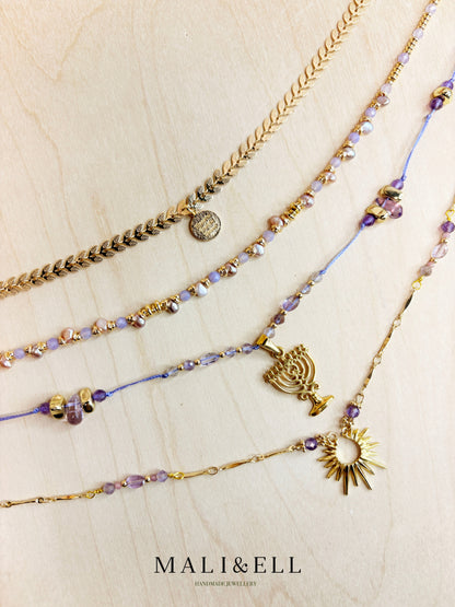 Lightkeeper Talisman – Amethyst Crystal Boho Necklace Layering Set Mali & Ell