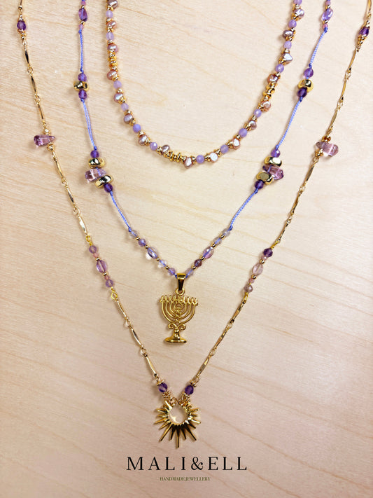 Lightkeeper Talisman – Amethyst Crystal Boho Necklace Layering Set Mali & Ell