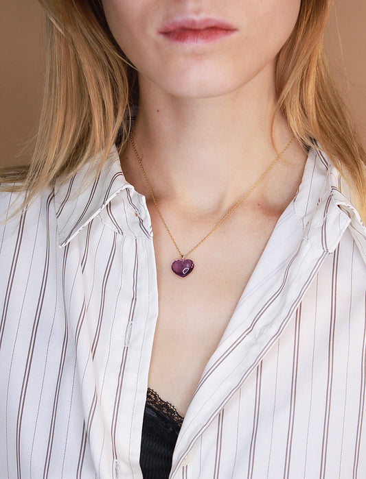Loving Clarity Amethyst Heart Necklace Mali & Ell