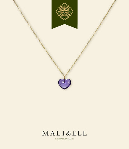 Loving Clarity Amethyst Heart Necklace Mali & Ell