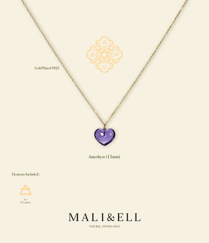 Loving Clarity Amethyst Heart Necklace Mali & Ell