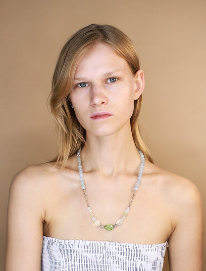Aquamarine Beaded Necklace Mali & Ell