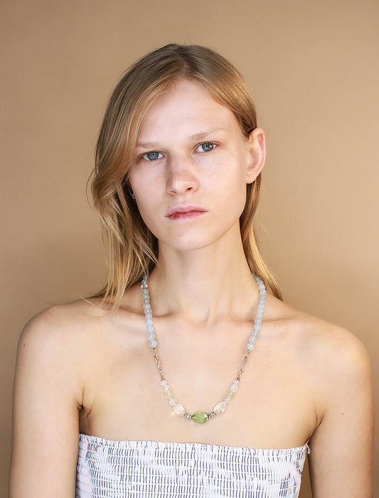 Aquamarine Beaded Necklace Mali & Ell
