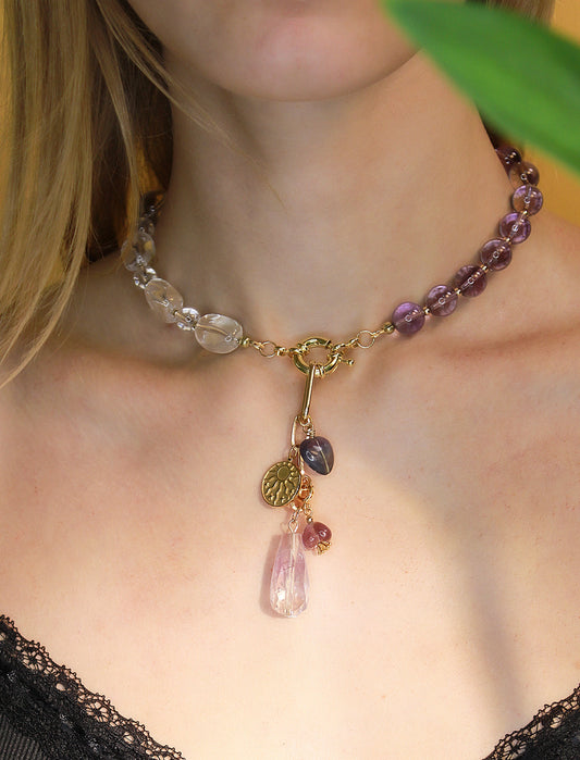 Aurora Unbound Collarbone Necklace Close Up Picture Mali & Ell