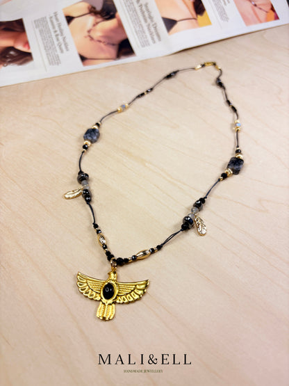 Nightforce Talisman - Black Crystal Boho Necklace Layering Set Mali & Ell