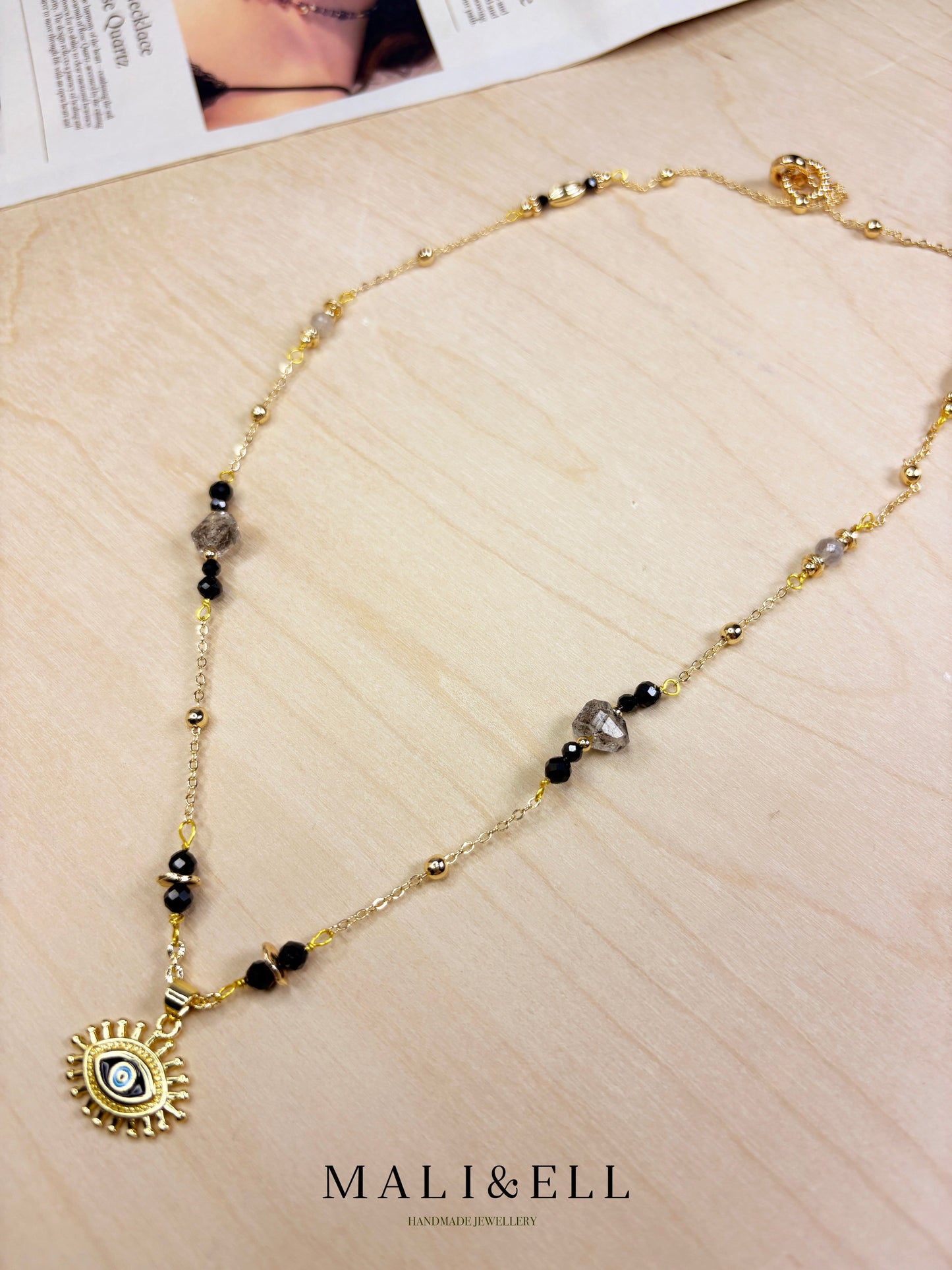 Nightforce Talisman - Black Crystal Boho Necklace Layering Set Mali & Ell