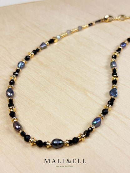 Nightforce Talisman - Black Crystal Boho Necklace Layering Set Mali & Ell