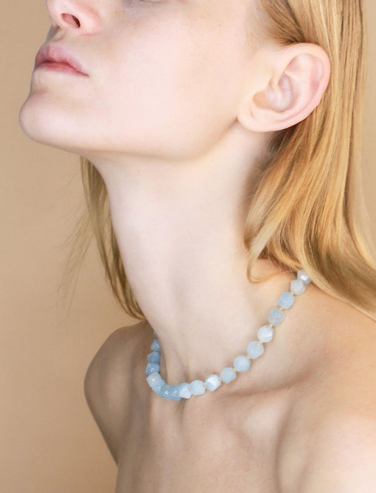 Twist-Cut Kunzite/Aquamarine Necklace Mali & Ell
