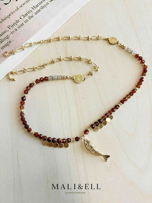 Golden Nomad Natural Stone Layering Necklace Set Mali & Ell