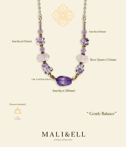 Gentle Balance – Amethyst & Rose Quartz Necklace Mali & Ell