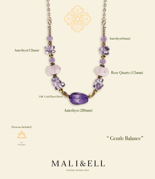 Gentle Balance – Amethyst & Rose Quartz Necklace Mali & Ell