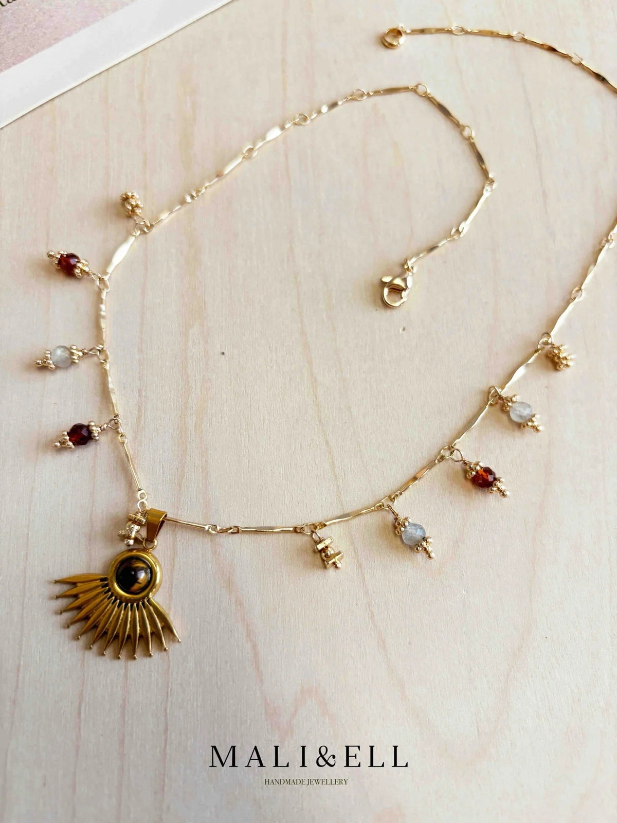 Golden Nomad Natural Stone Layering Necklace Set Mali & Ell
