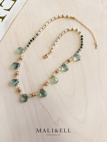 Verdant Tide Gemstone Layering Necklace Set Mali & Ell