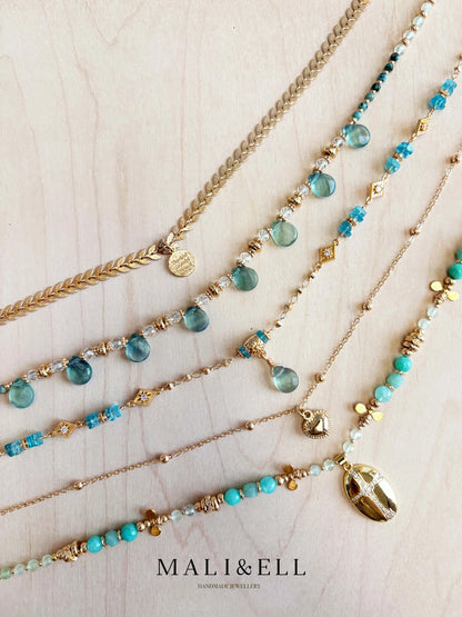 Verdant Tide Gemstone Layering Necklace Set Mali & Ell