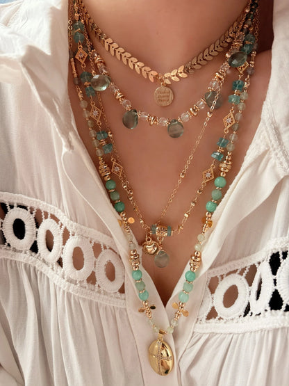 Verdant Tide Gemstone Layering Necklace Set Mali & Ell
