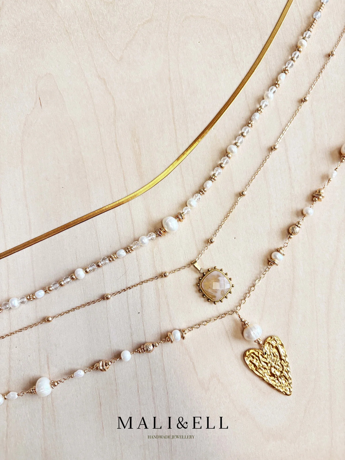 Moonlit Pearl Layering Necklace Set Mali & Ell