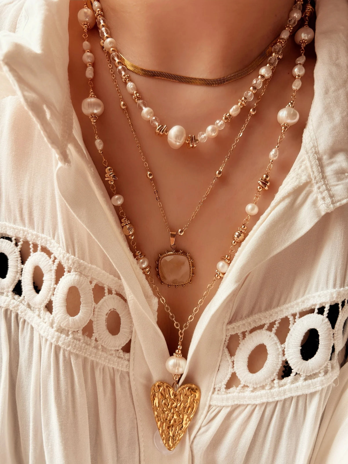 Moonlit Pearl Layering Necklace Set Mali & Ell