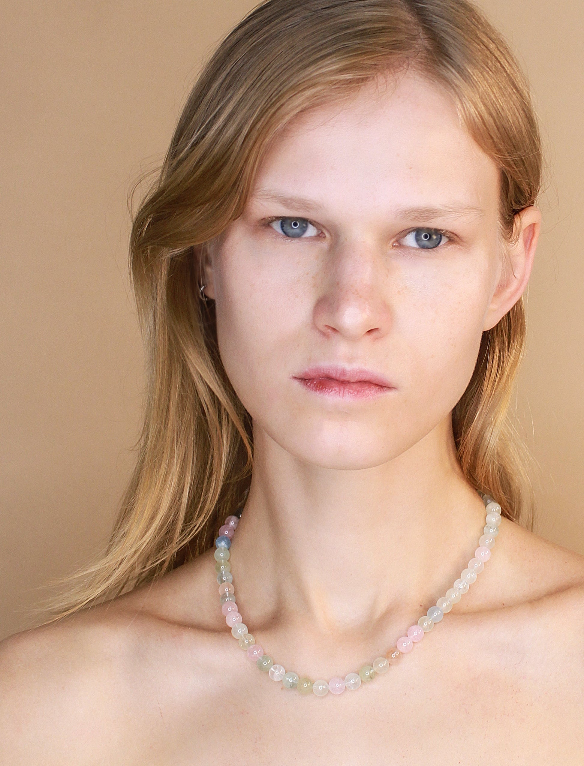 Morganite Beaded Necklace Mali & Ell