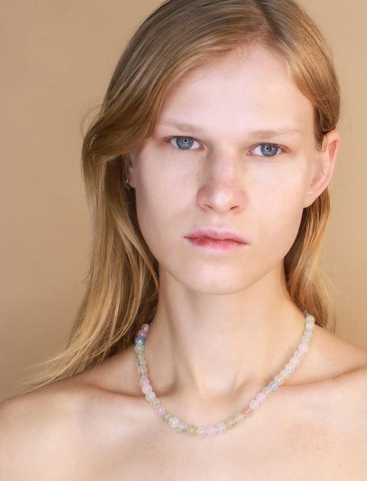 Morganite Beaded Necklace Mali & Ell