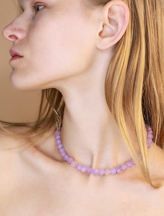 Purple Jade Beaded Necklace Mali & Ell