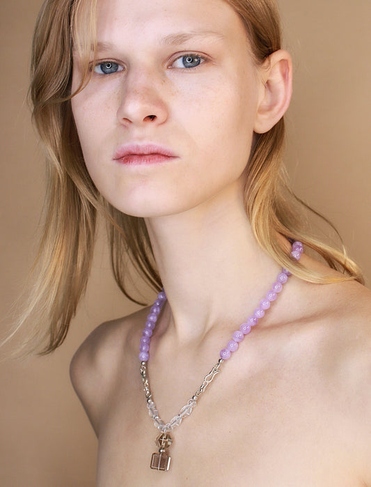 Purple Jade Beaded Necklace Mali & Ell