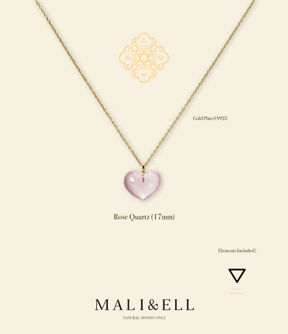 Loving Clarity Rose Quartz Heart Necklace Mali & Ell