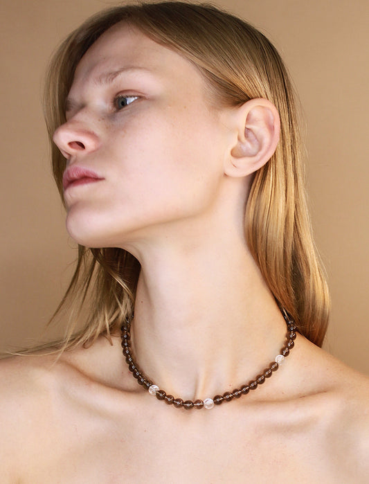 Smoky Quartz Beaded Necklace Mali & Ell