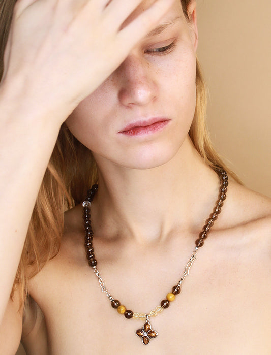 Smoky Quartz Beaded Necklace Mali & Ell