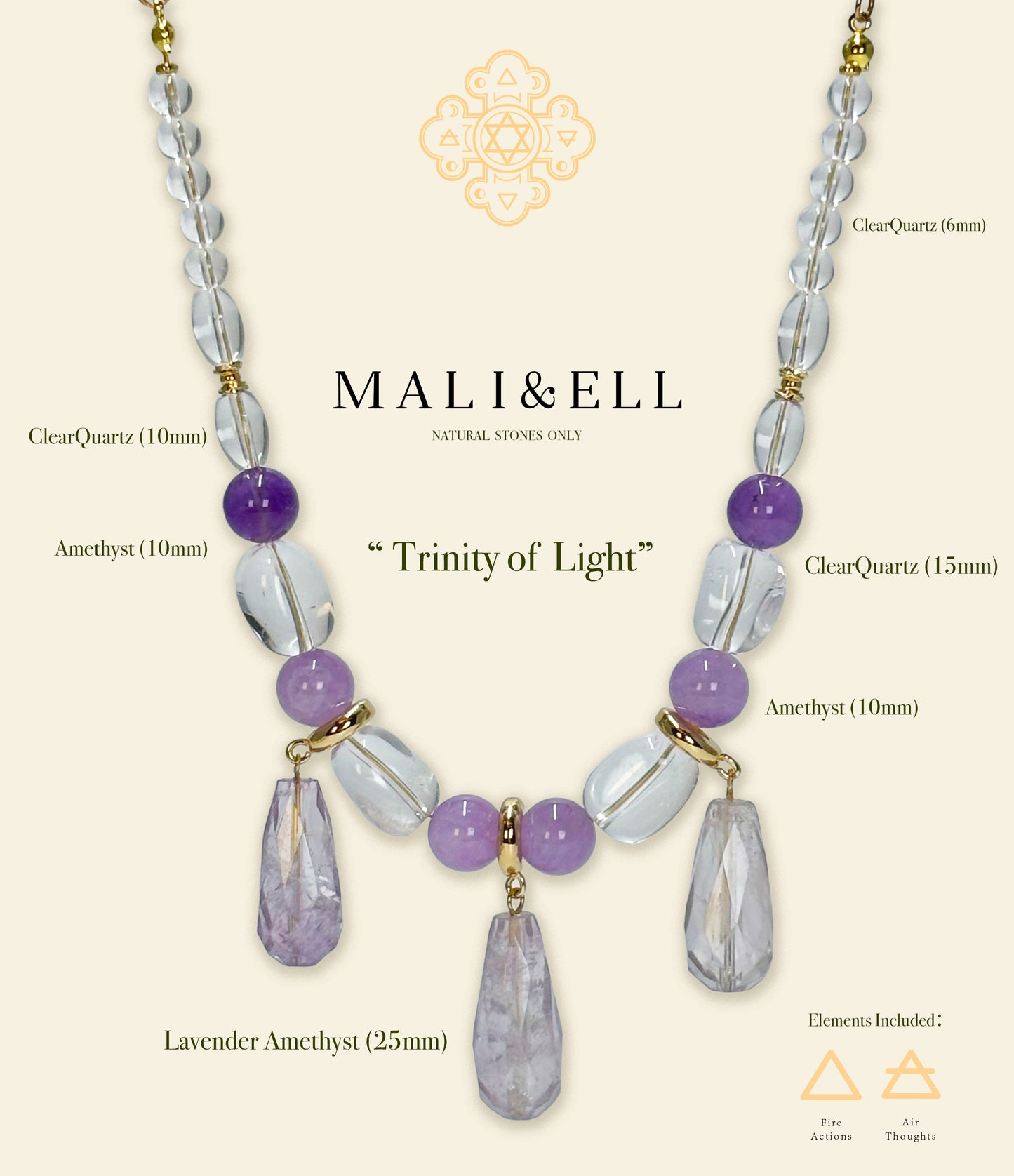 Trinity of Light Necklace Mali & Ell