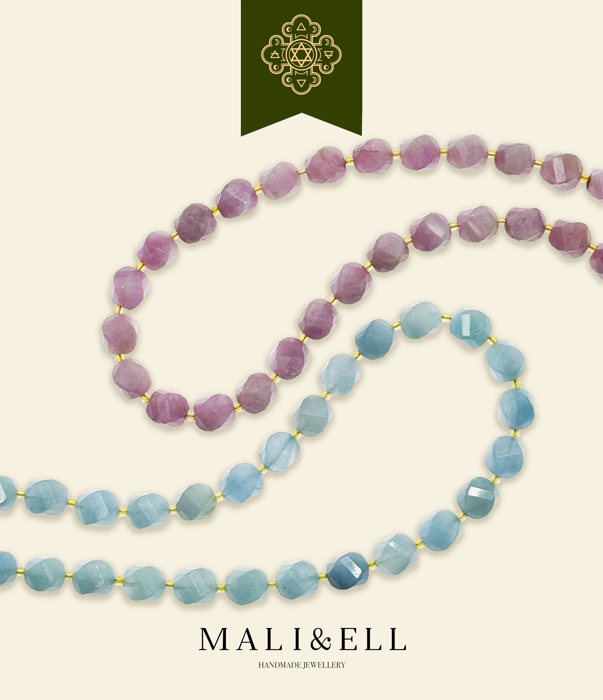 Twist-Cut Kunzite and Aquamarine Necklace Mali & Ell