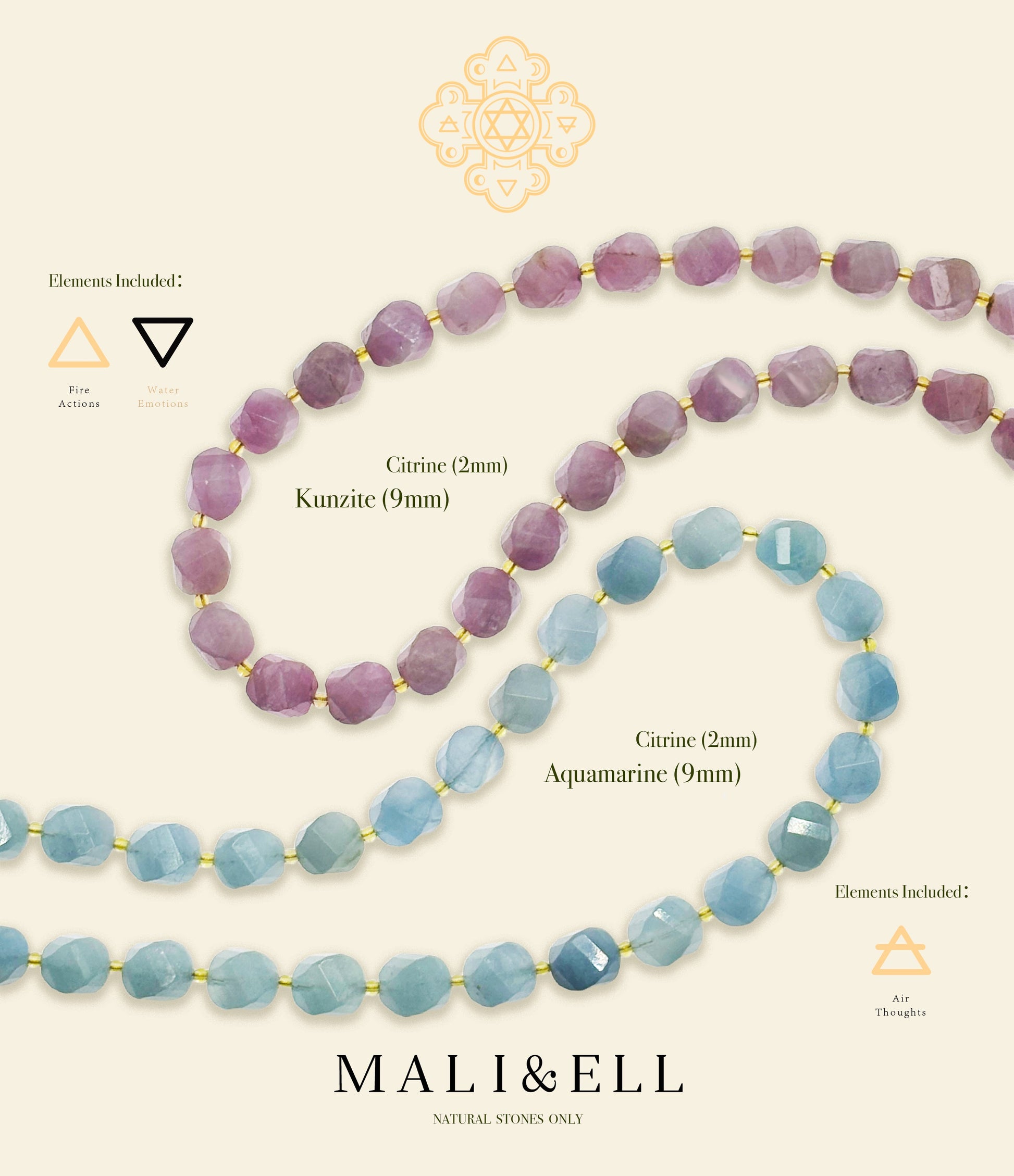 Twist-Cut Kunzite and Aquamarine Necklace Mali & Ell