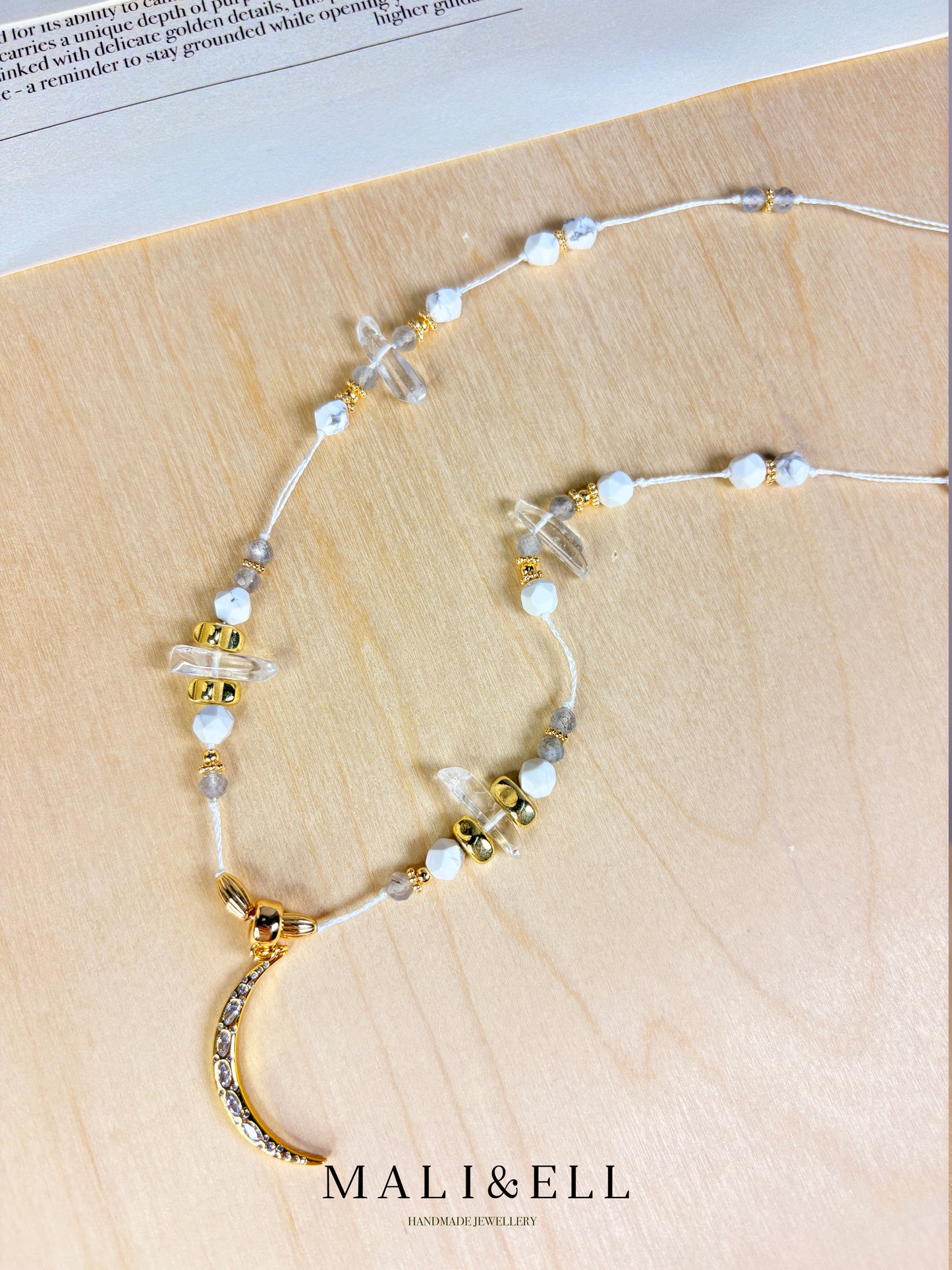 Moonveil Talisman - White Crystal Boho Necklace Layering Set Mali & Ell