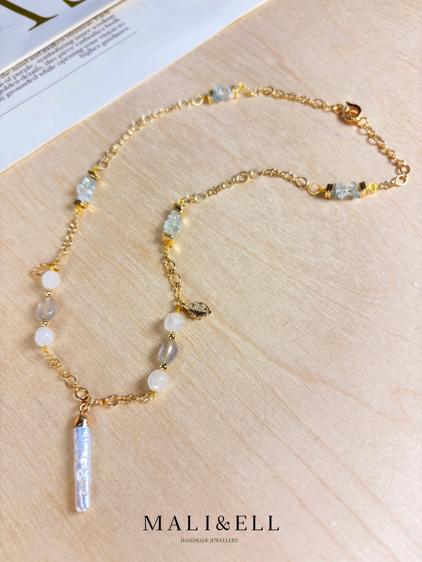 Moonveil Talisman - White Crystal Boho Necklace Layering Set Mali & Ell