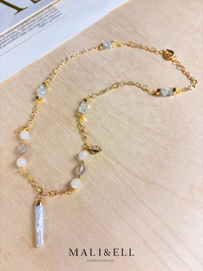 Moonveil Talisman - White Crystal Boho Necklace Layering Set Mali & Ell